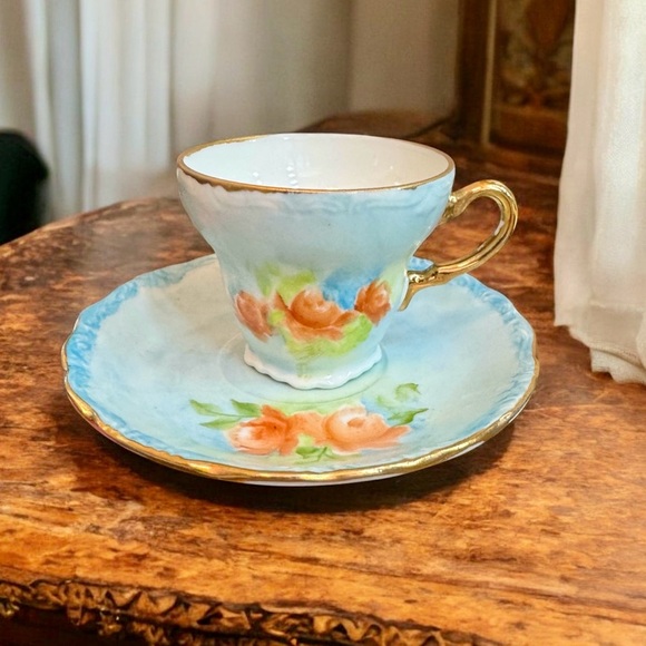Vintage Japan Hand Painted Porcelain Teacup and Saucer - Picture 1 of 12